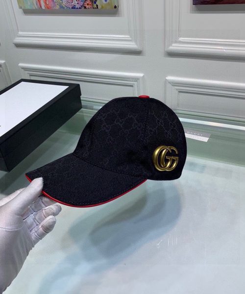 Gucci Canvas Baseball Hat Black GG Hat