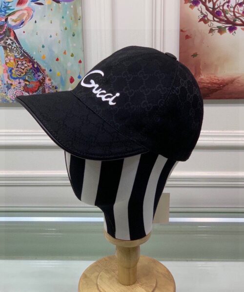Gucci Canvas Baseball Hat Black GG Hat