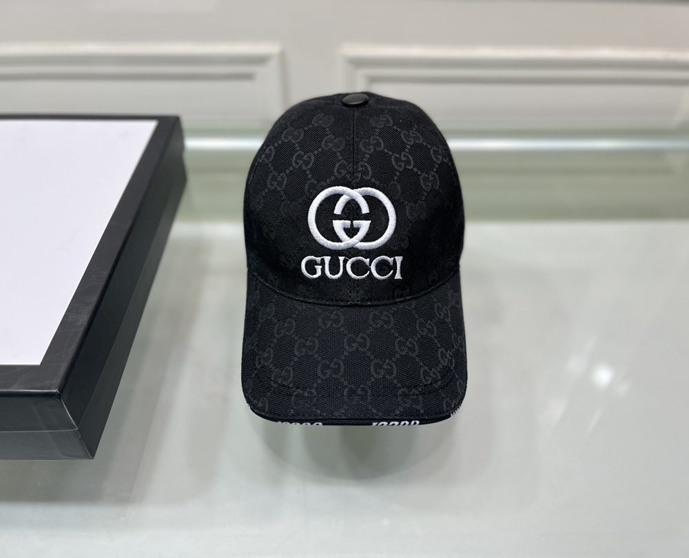 Gucci Canvas Baseball Hat Black GG Hat