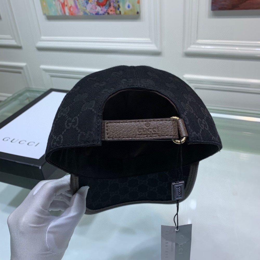 Gucci Canvas Baseball Hat Black GG Hat - Image 3