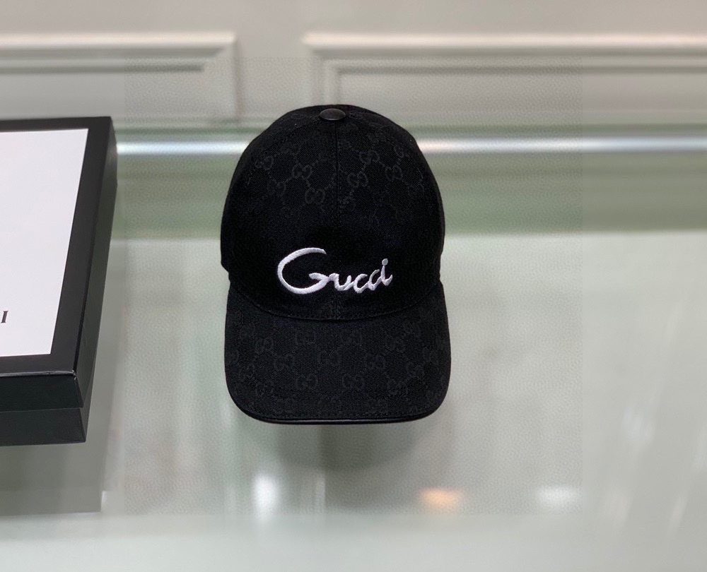 Gucci Canvas Baseball Hat Black GG Hat