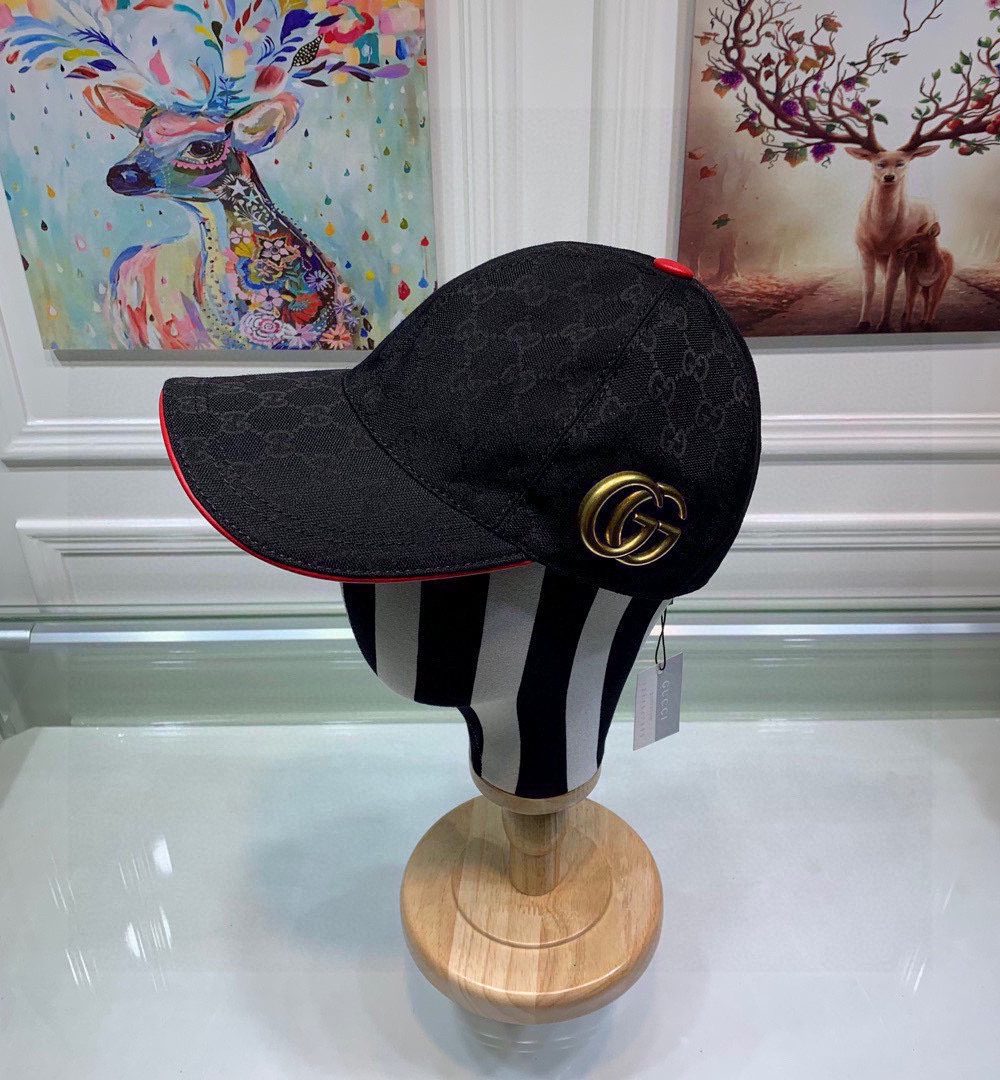 Gucci Canvas Baseball Hat Black GG Hat