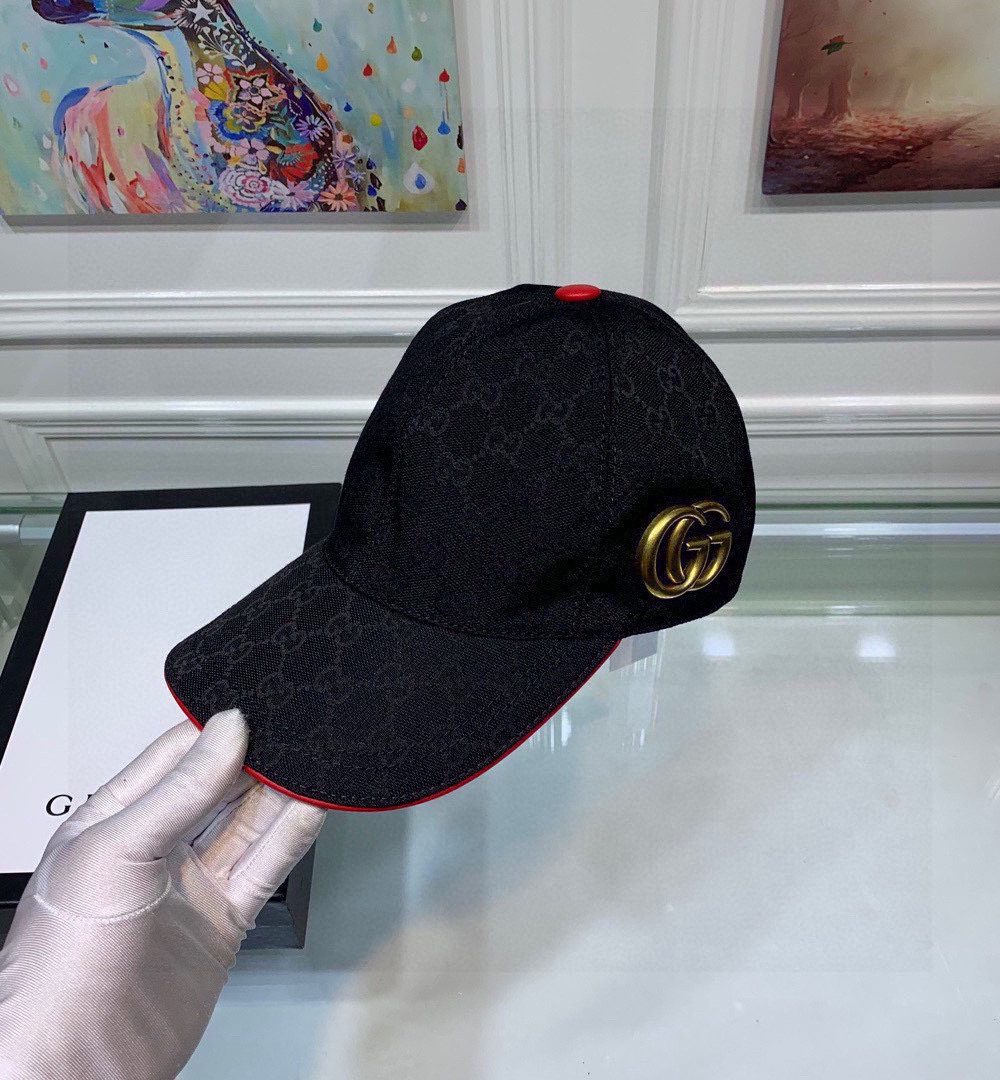 Gucci Canvas Baseball Hat Black GG Hat