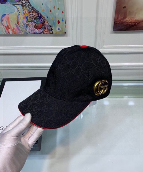 Gucci Canvas Baseball Hat Black GG Hat
