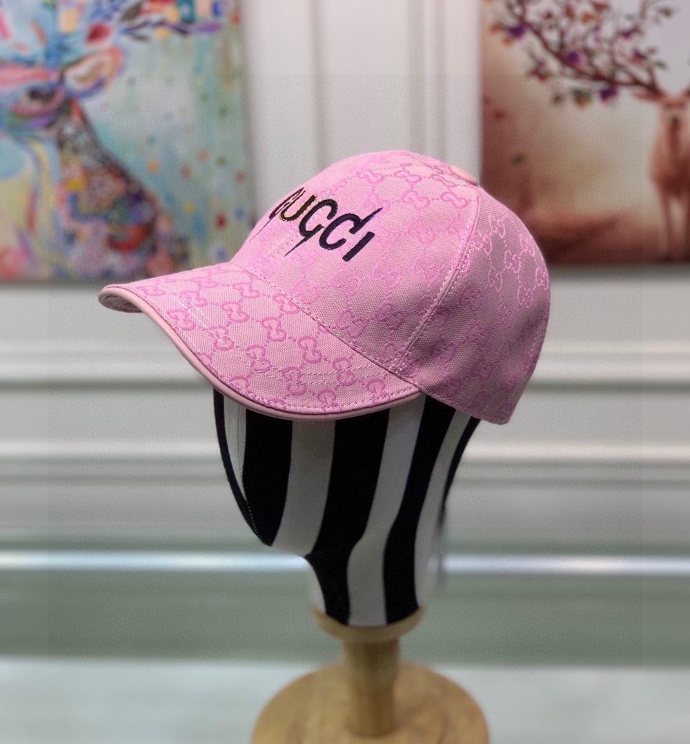 Gucci Canvas Baseball Hat Pink GG Hat