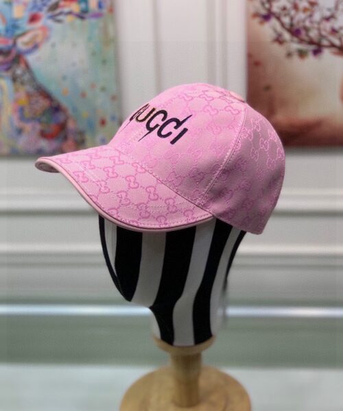 Gucci Canvas Baseball Hat Pink GG Hat