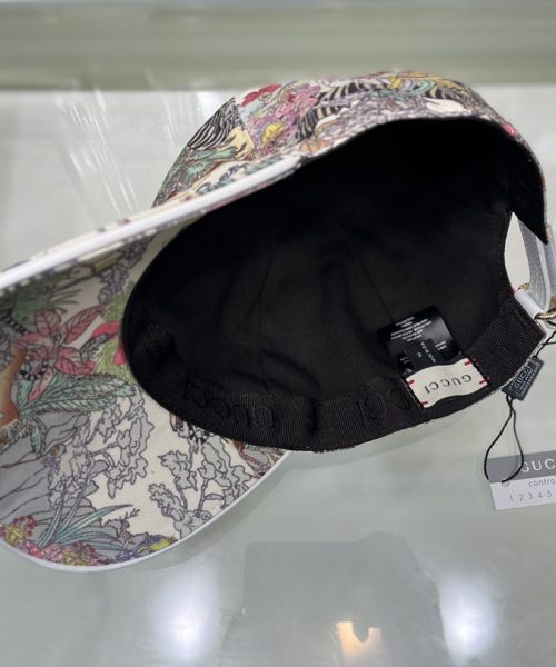 Gucci Canvas Baseball Hat Tiger White GG Hat