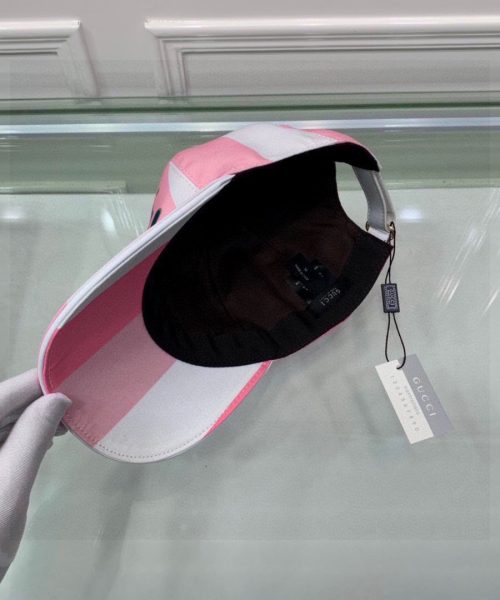 Gucci Canvas Baseball Hat White And Pink GG Hat