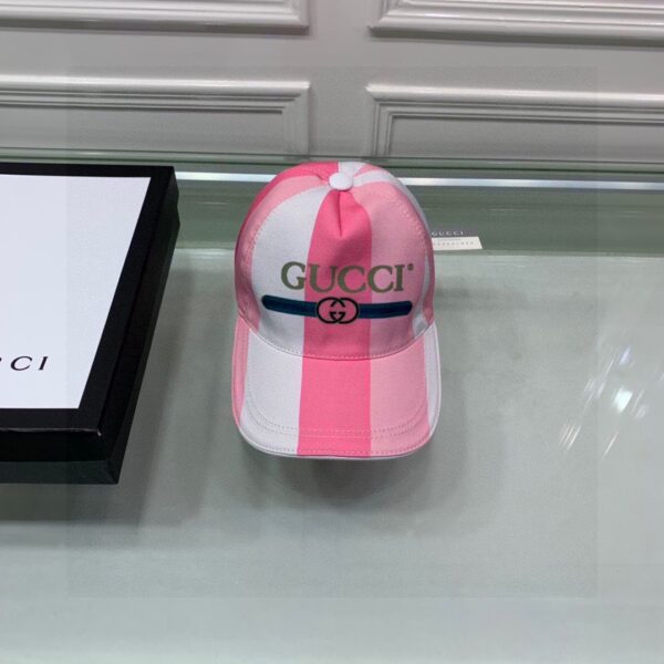 Gucci Canvas Baseball Hat White And Pink GG Hat
