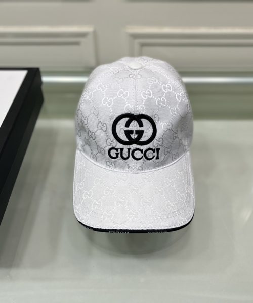 Gucci Canvas Baseball Hat White GG Hat