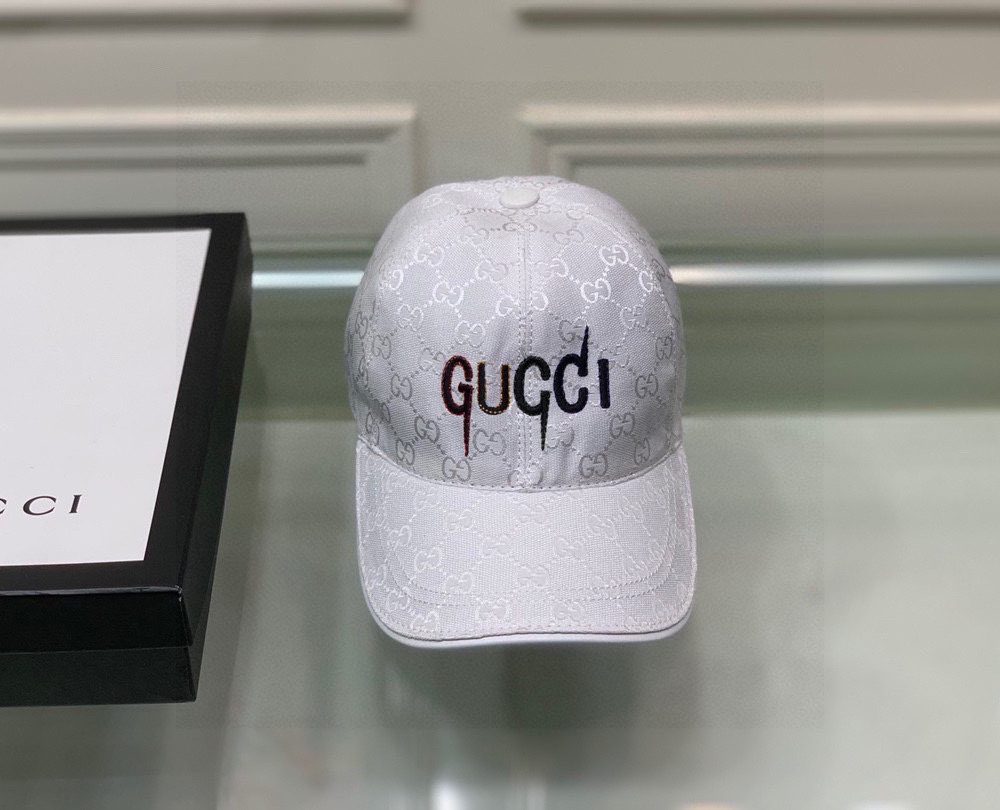 Gucci Canvas Baseball Hat White GG Hat