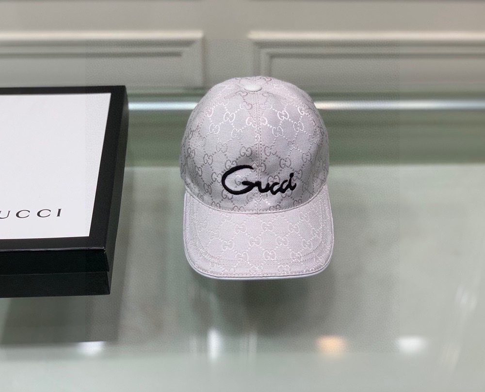 Gucci Canvas Baseball Hat White GG Hat