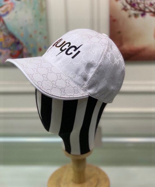 Gucci Canvas Baseball Hat White GG Hat