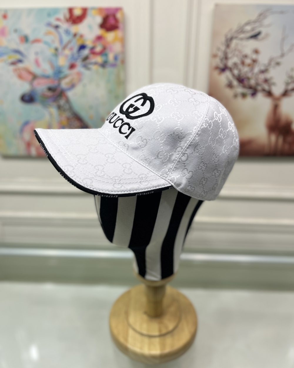 Gucci Canvas Baseball Hat White GG Hat