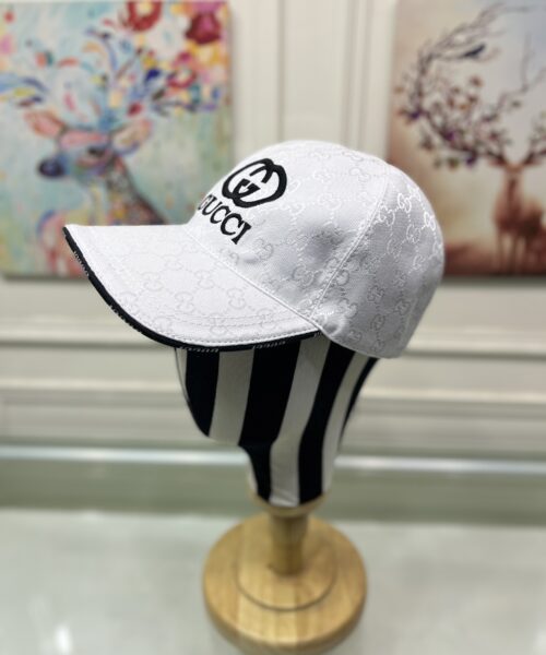 Gucci Canvas Baseball Hat White GG Hat