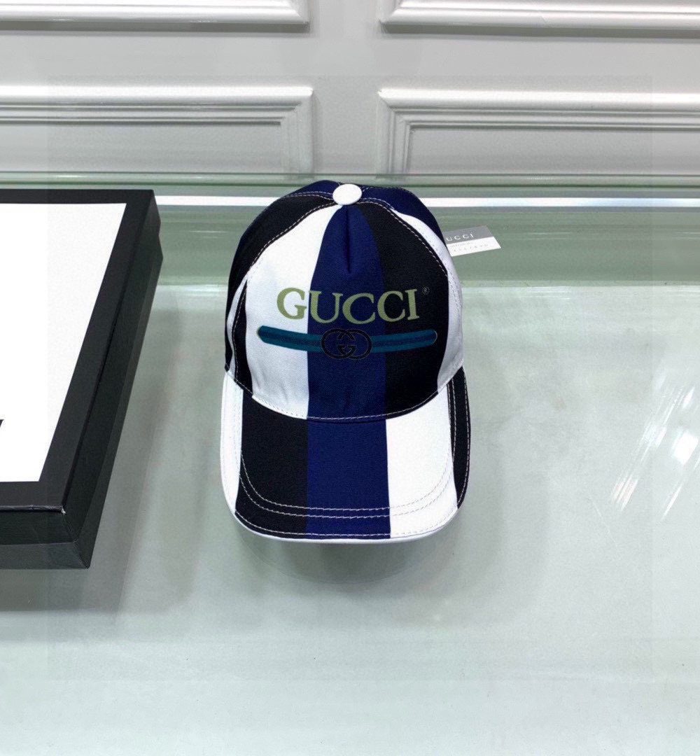 Gucci Canvas Baseball Hat White/Blue GG Hat