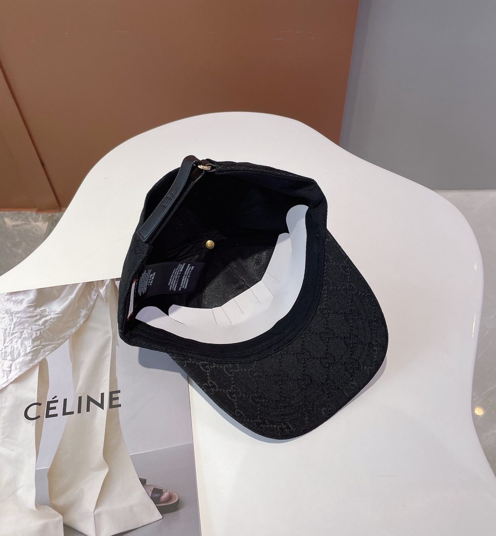 Gucci Canvas Baseball Hat With Horsebit Black GG Hat