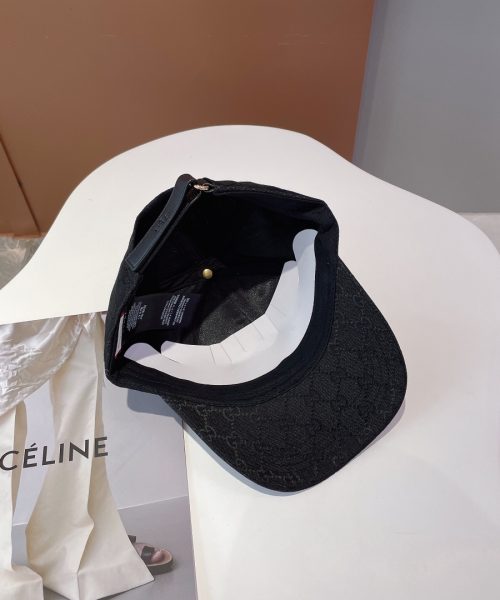 Gucci Canvas Baseball Hat With Horsebit Black GG Hat