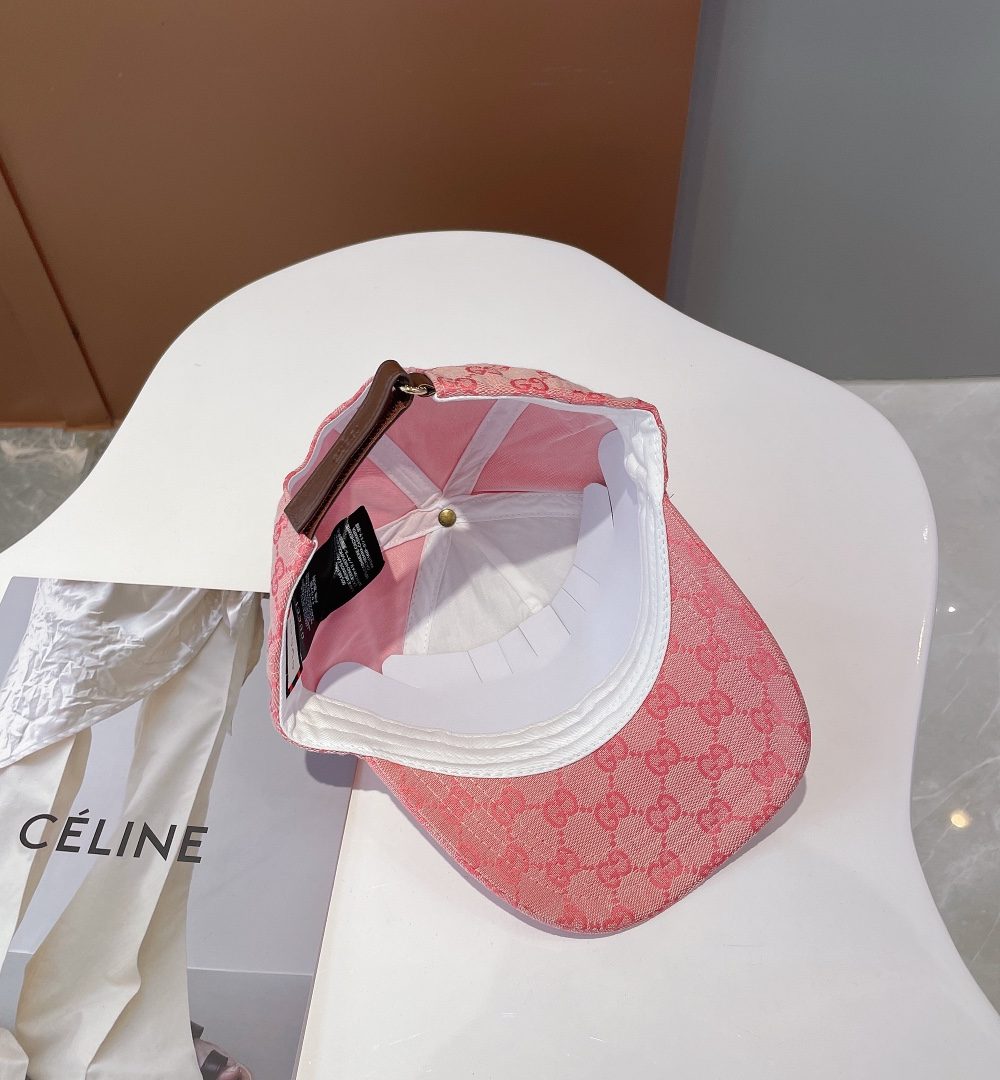 Gucci Canvas Baseball Hat With Horsebit Pink GG Hat