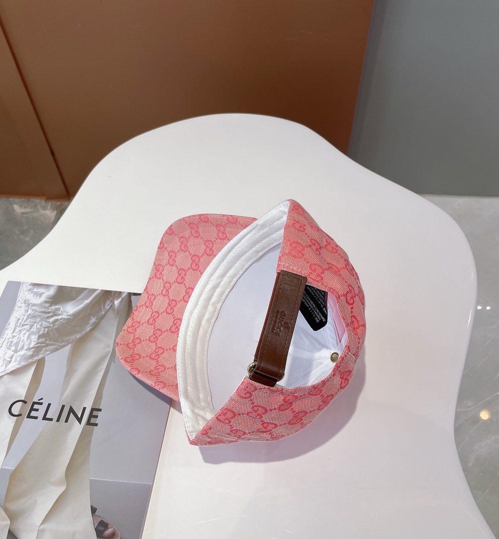 Gucci Canvas Baseball Hat With Horsebit Pink GG Hat