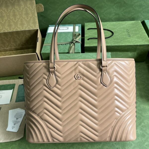 1:1 Replica Gucci Casual Style Logo Totes Cream/Black For Women 38.5cm / 15.1in 739684 DAAAH 2754