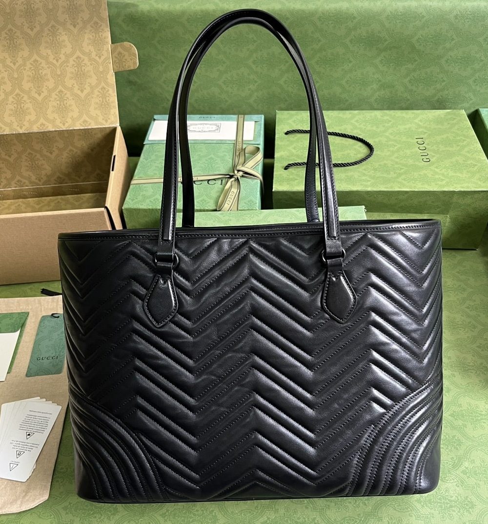 1:1 Replica Gucci Casual Style Logo Totes Cream/Black For Women 38.5cm / 15.1in 739684 DAAAH 2754