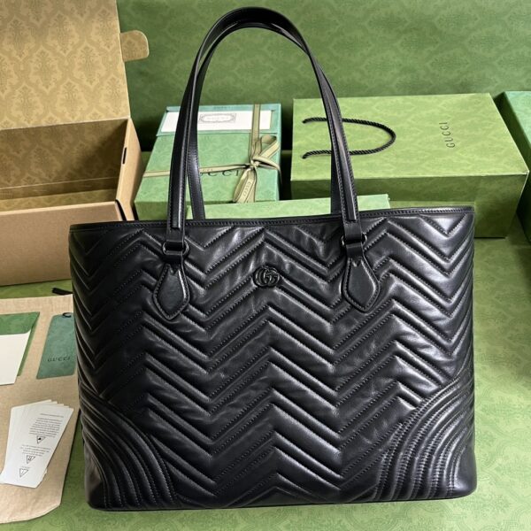 1:1 Replica Gucci Casual Style Logo Totes Cream/Black For Women 38.5cm / 15.1in 739684 DAAAH 2754