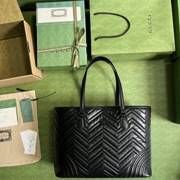 1:1 Replica Gucci Casual Style Logo Totes Cream/Black For Women 38.5cm / 15.1in 739684 DAAAH 2754
