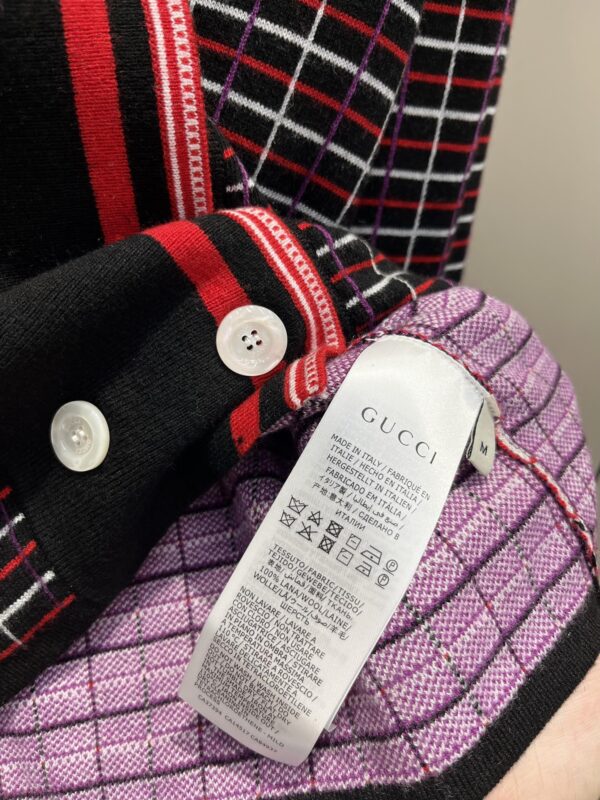 Gucci Check Wool Jacquard Cardigan Red For Women