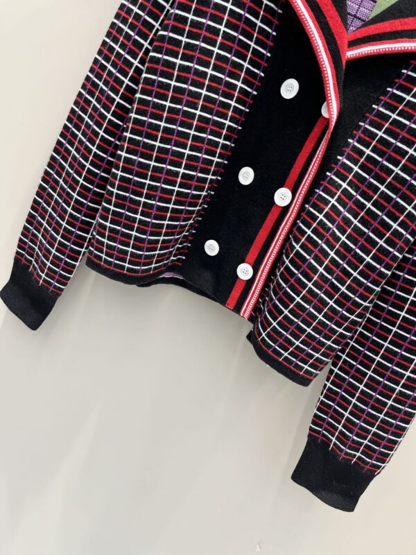 Gucci Check Wool Jacquard Cardigan Red For Women