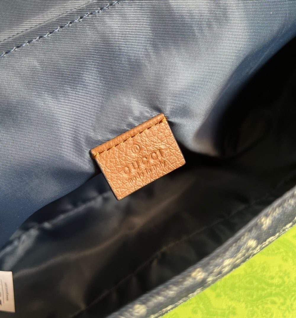 1:1 Replica Gucci Children's GG  Messenger Bag Dark Blue And Ivory Eco Washed Organic GG Jacquard Denim For Women  11.4in/29cm GG