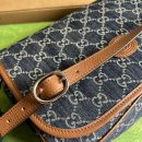 1:1 Replica Gucci Children's GG  Messenger Bag Dark Blue And Ivory Eco Washed Organic GG Jacquard Denim For Women  11.4in/29cm GG
