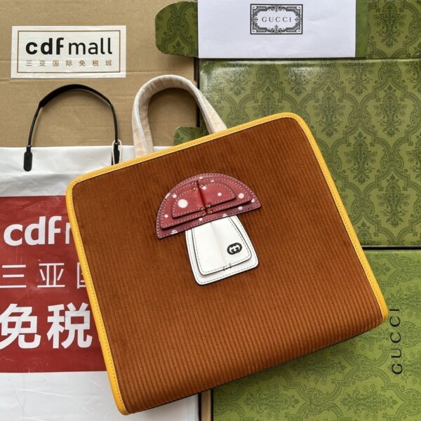 1:1 Replica Gucci Children's Mushroom Tote Bag Brown For Women, Women's Bags 11.2in/28.5cm GG‎ ‎705042 2S8HN 2886