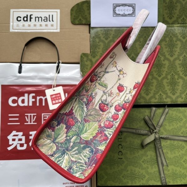 1:1 Replica Gucci Children's Tote Bag With Strawberry Fairy Print Red For Women, Women's Bags 11in/28cm GG‎ ‎630542 U6IAN 8257