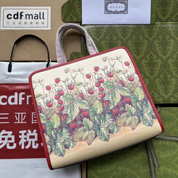 1:1 Replica Gucci Children's Tote Bag With Strawberry Fairy Print Red For Women, Women's Bags 11in/28cm GG‎ ‎630542 U6IAN 8257
