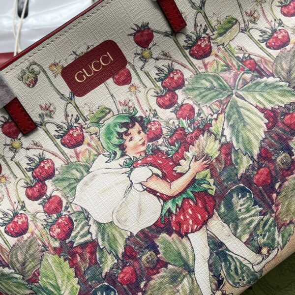 1:1 Replica Gucci Children's Tote Bag With Strawberry Fairy Print White For Women, Women's Bags 7.9in/20cm GG‎