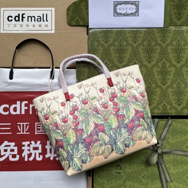 1:1 Replica Gucci Children's Tote Bag With Strawberry Fairy Print White For Women, Women's Bags 7.9in/20cm GG‎