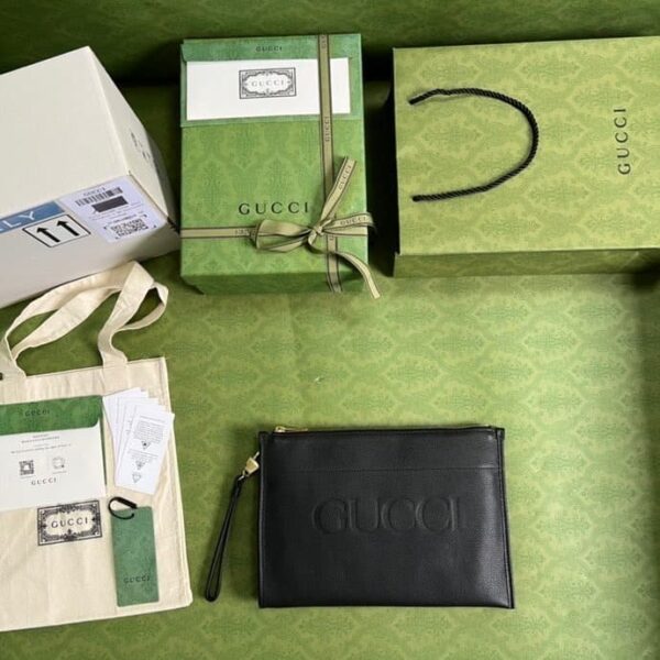 1:1 Replica Gucci Clutch With Gucci Logo Black For Men 12in/31cm  GG