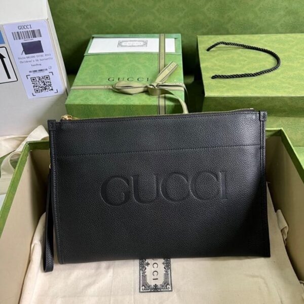 1:1 Replica Gucci Clutch With Gucci Logo Black For Men 12in/31cm  GG