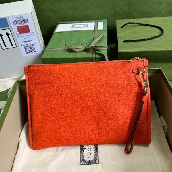 1:1 Replica Gucci Clutch With Gucci Logo Orange For Men 12in/31cm  GG