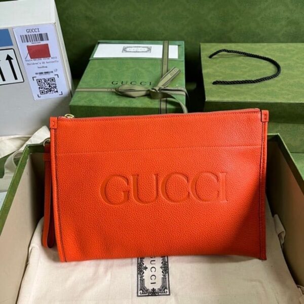 1:1 Replica Gucci Clutch With Gucci Logo Orange For Men 12in/31cm  GG