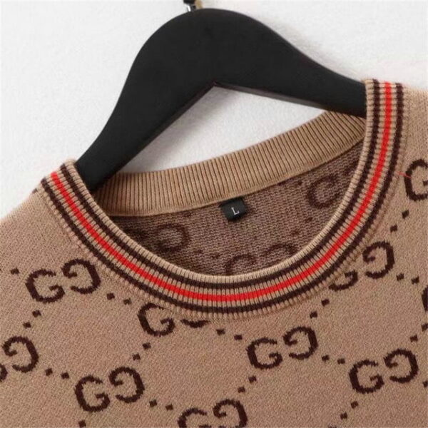 Gucci Cotton Knit Sweatshirt GG Brown For Men