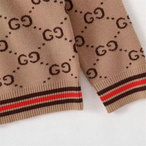 Gucci Cotton Knit Sweatshirt GG Brown For Men