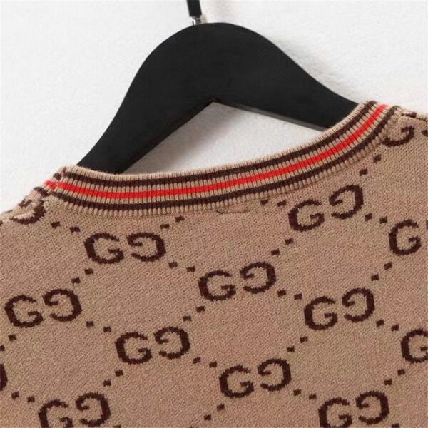 Gucci Cotton Knit Sweatshirt GG Brown For Men