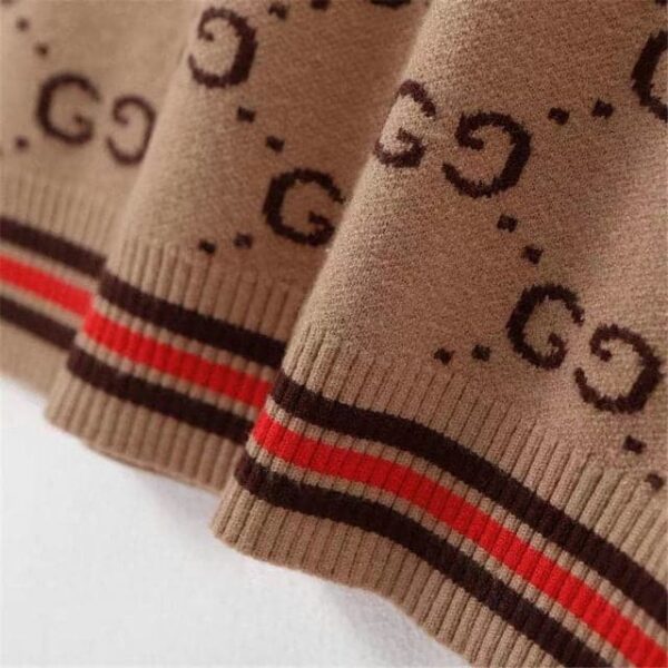 Gucci Cotton Knit Sweatshirt GG Brown For Men