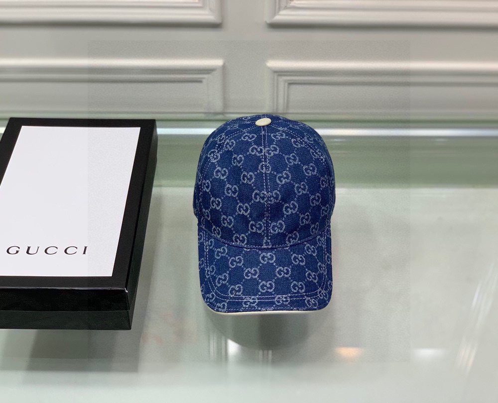 Gucci Denim Baseball Hat Blue GG Hat