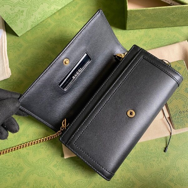 1:1 Replica Gucci Diana Chain Wallet With Bamboo Black For Women, Women's Bags 7.4in/19cm GG 658243 17Q0T 1000