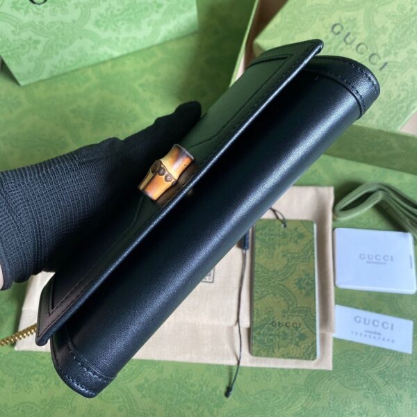 1:1 Replica Gucci Diana Chain Wallet With Bamboo Black For Women, Women's Bags 7.4in/19cm GG 658243 17Q0T 1000