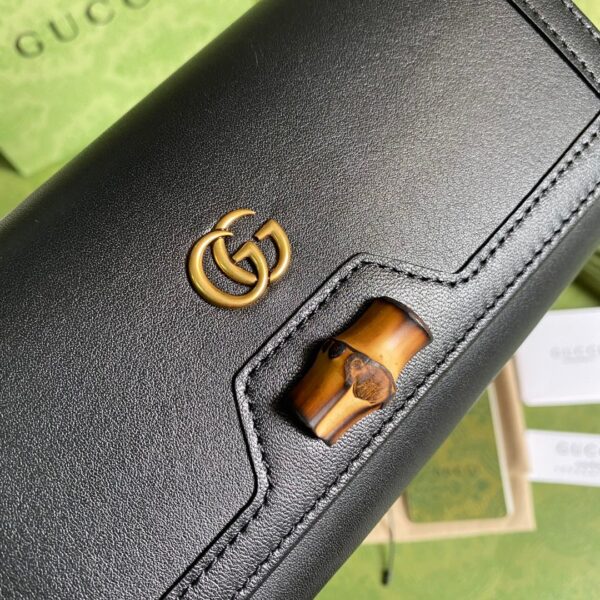 1:1 Replica Gucci Diana Chain Wallet With Bamboo Black For Women, Women's Bags 7.4in/19cm GG 658243 17Q0T 1000