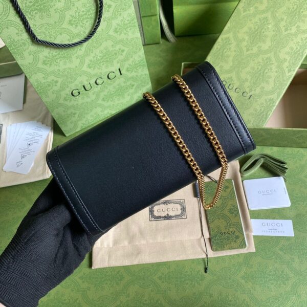 1:1 Replica Gucci Diana Chain Wallet With Bamboo Black For Women, Women's Bags 7.4in/19cm GG 658243 17Q0T 1000